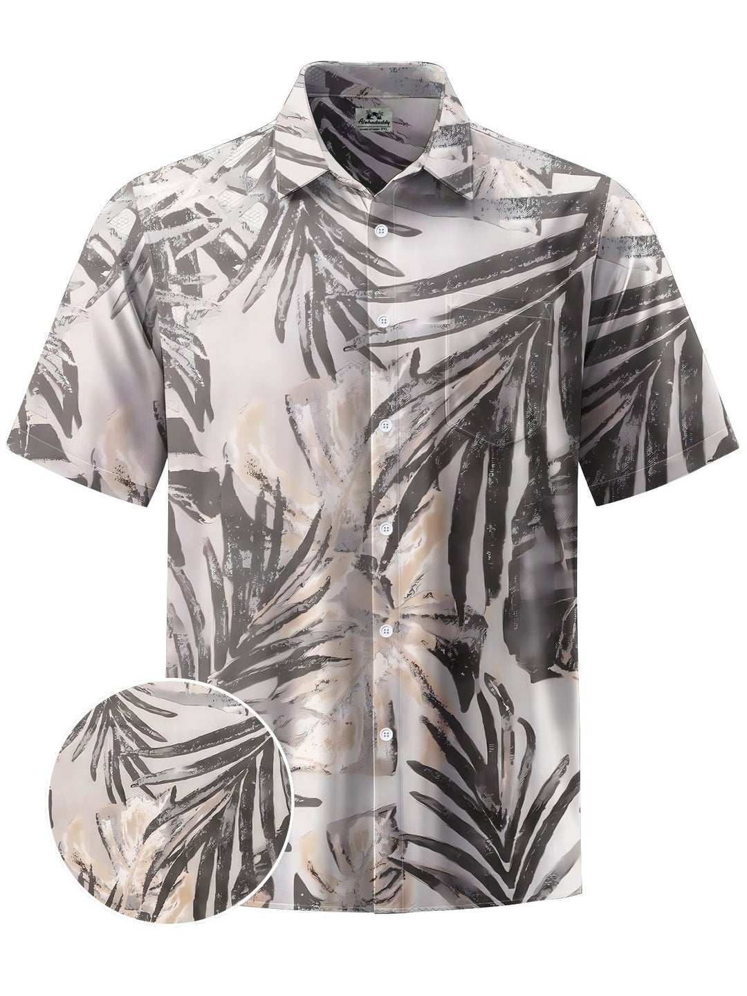 Alohadaddy® Hawaii Palm Leaf Print Chest Pocket Mens Short Sleeve Shirt Big &amp; Tall