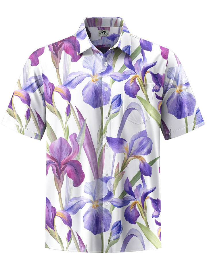 Alohadaddy® Hawaiian Flower Print Chest Pocket Men&