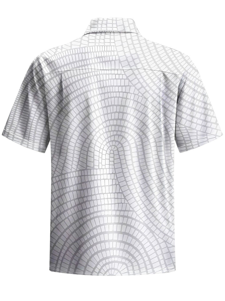 Alohadaddy® Casual Geometric Art Print Chest Pocket Men&