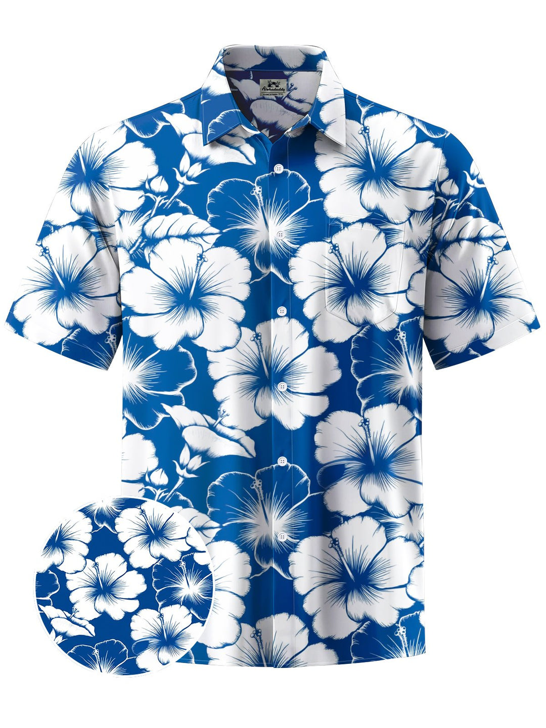 Alohadaddy® Hawaiian Flowers Art Print Chest Pocket Mens Short Sleeve Shirt Big &amp; Tall