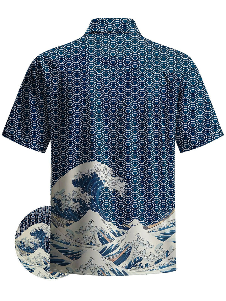 Alohadaddy® Casual Retro Ukiyo-e Print Art Chest Pocket Men&