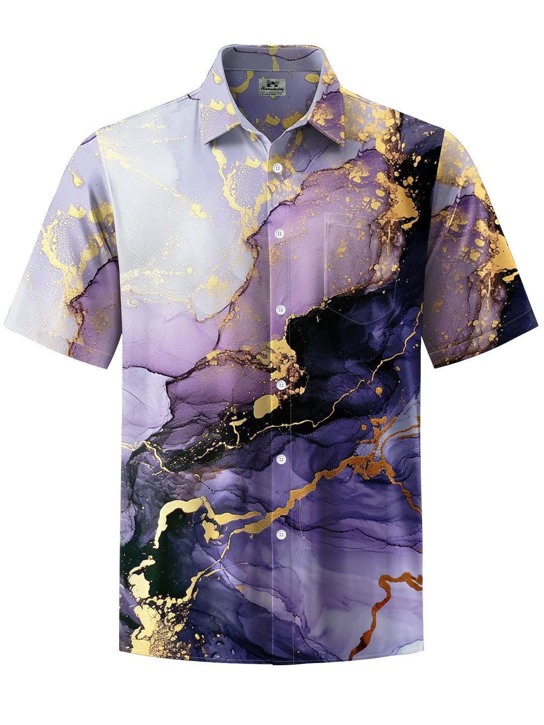 Alohadaddy® Casual Abstract Texture Art Print Chest Pocket Men Short Sleeve Shirt Big &amp; Tall