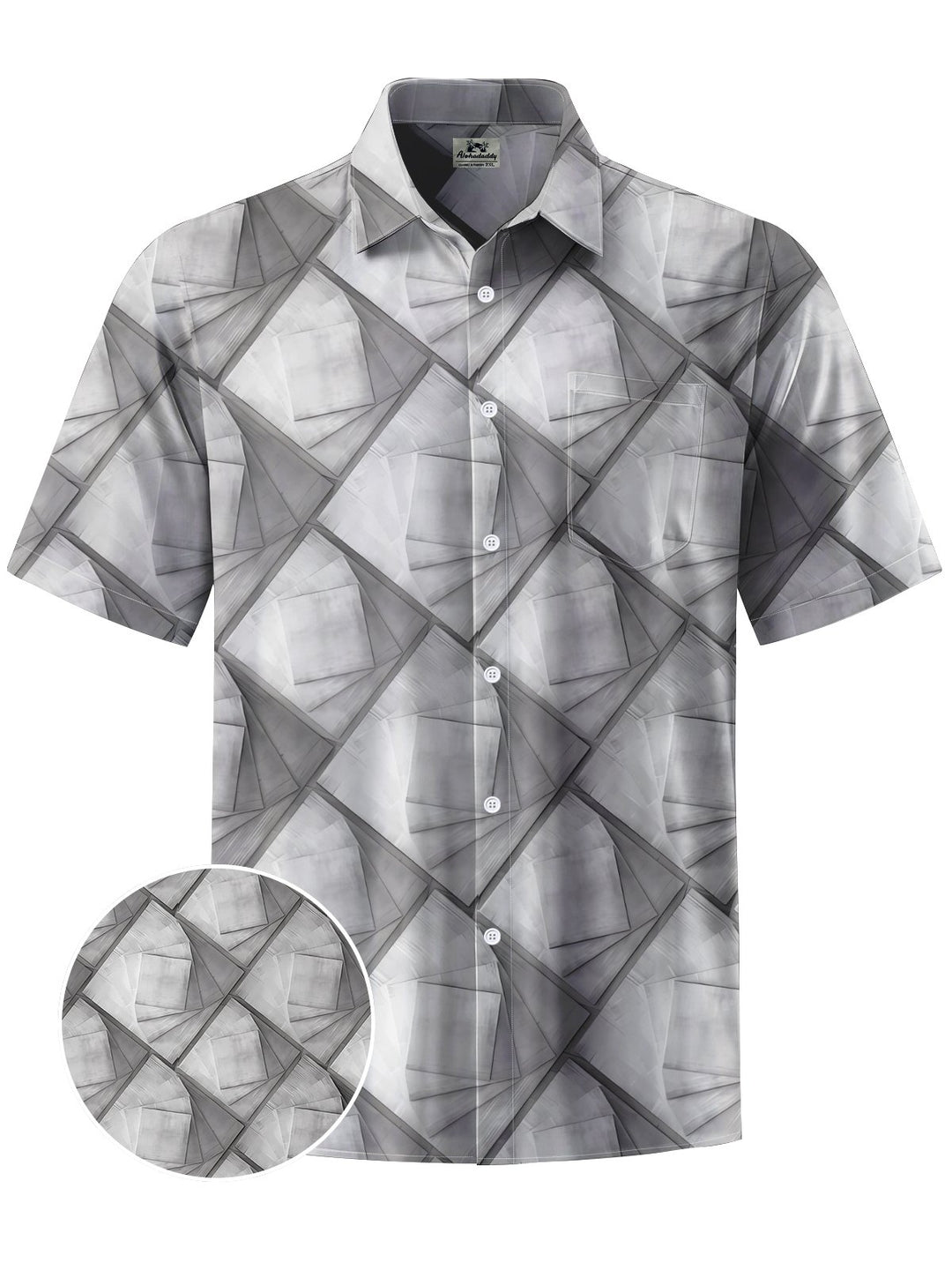 Alohadaddy® Casual Geometric Art Print Chest Pocket Moisture Wicking Men&