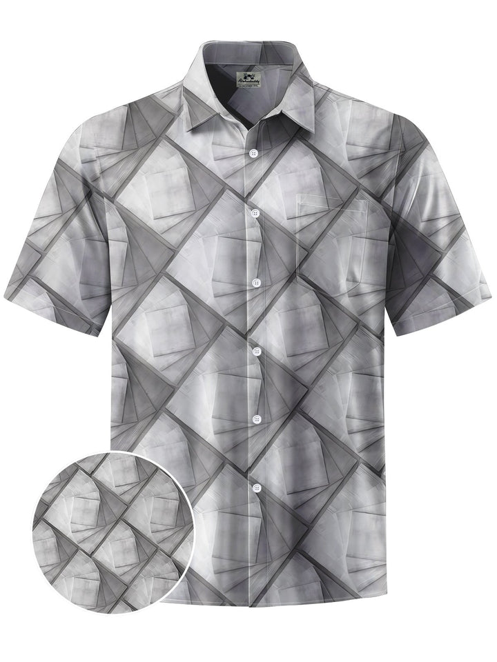Alohadaddy® Casual Geometric Art Print Chest Pocket Moisture Wicking Men&