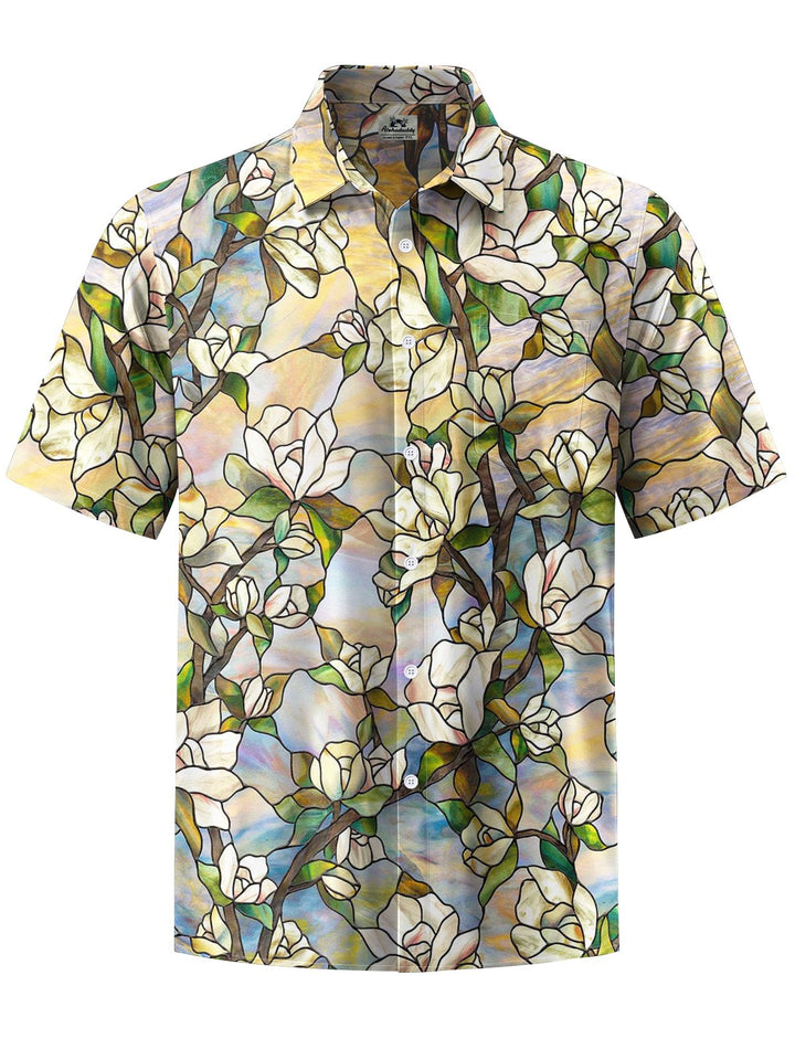 Alohadaddy® Vintage Floral Art Print Chest Pocket Men&