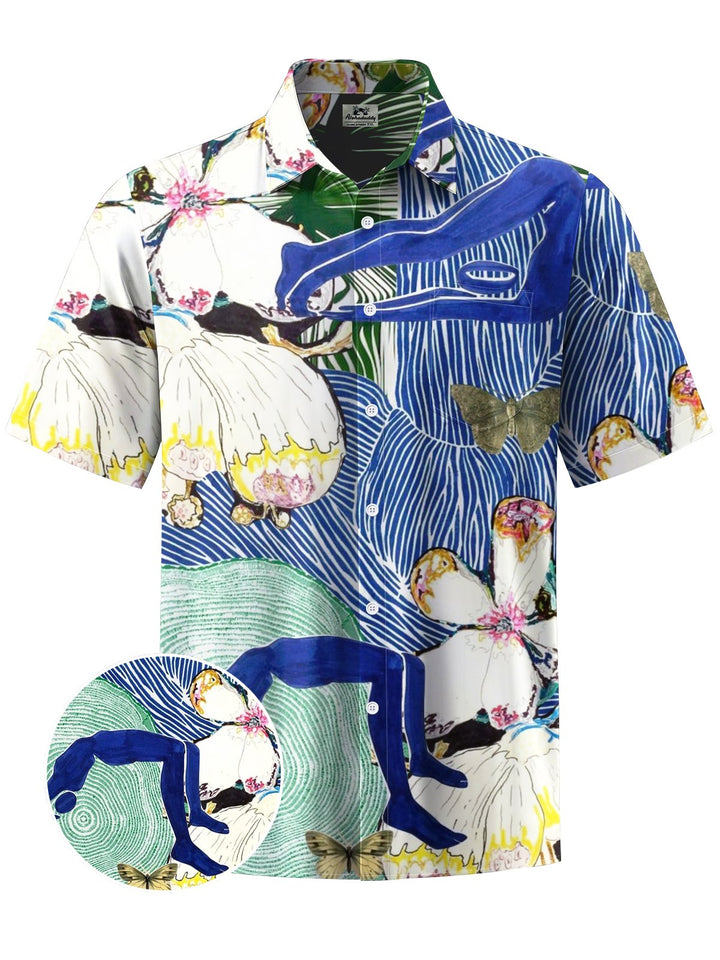 Alohadaddy® Casual Ukiyo-e Print Art Chest Pocket Men&