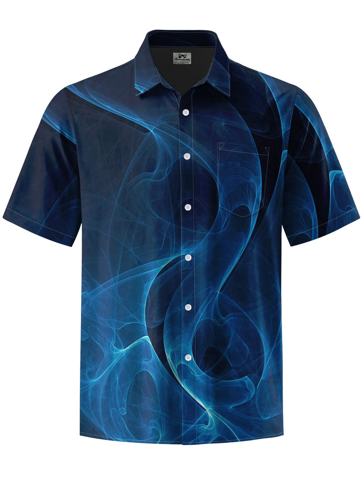 Alohadaddy® Casual Abstract Texture Art Print Chest Pocket Men Short Sleeve Shirt Big &amp; Tall