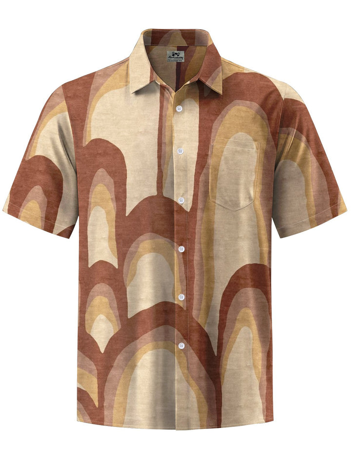 Alohadaddy® Casual Vintage Geometric Print Art Chest Pocket Men&