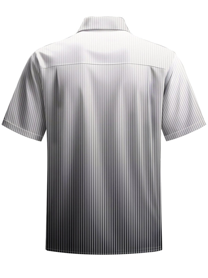 Alohadaddy® Casual Striped Ombre Print Moisture Wicking Chest Pocket Men&
