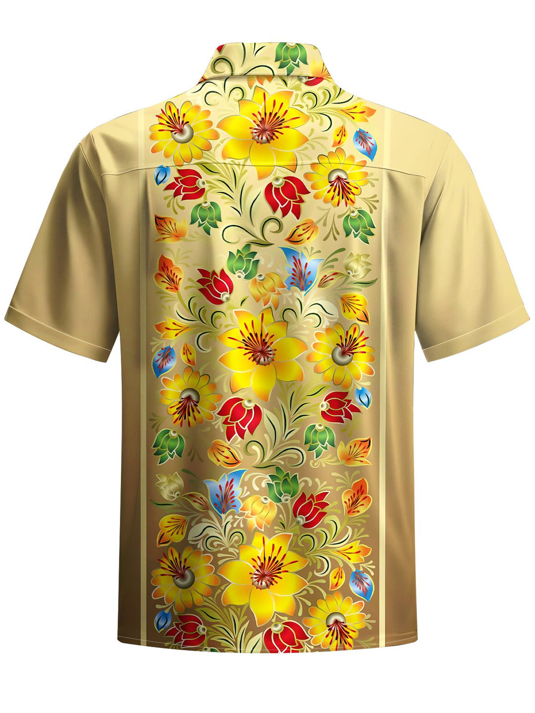 Alohadaddy® Casual Floral Stripe Art Print Chest Pocket Men&