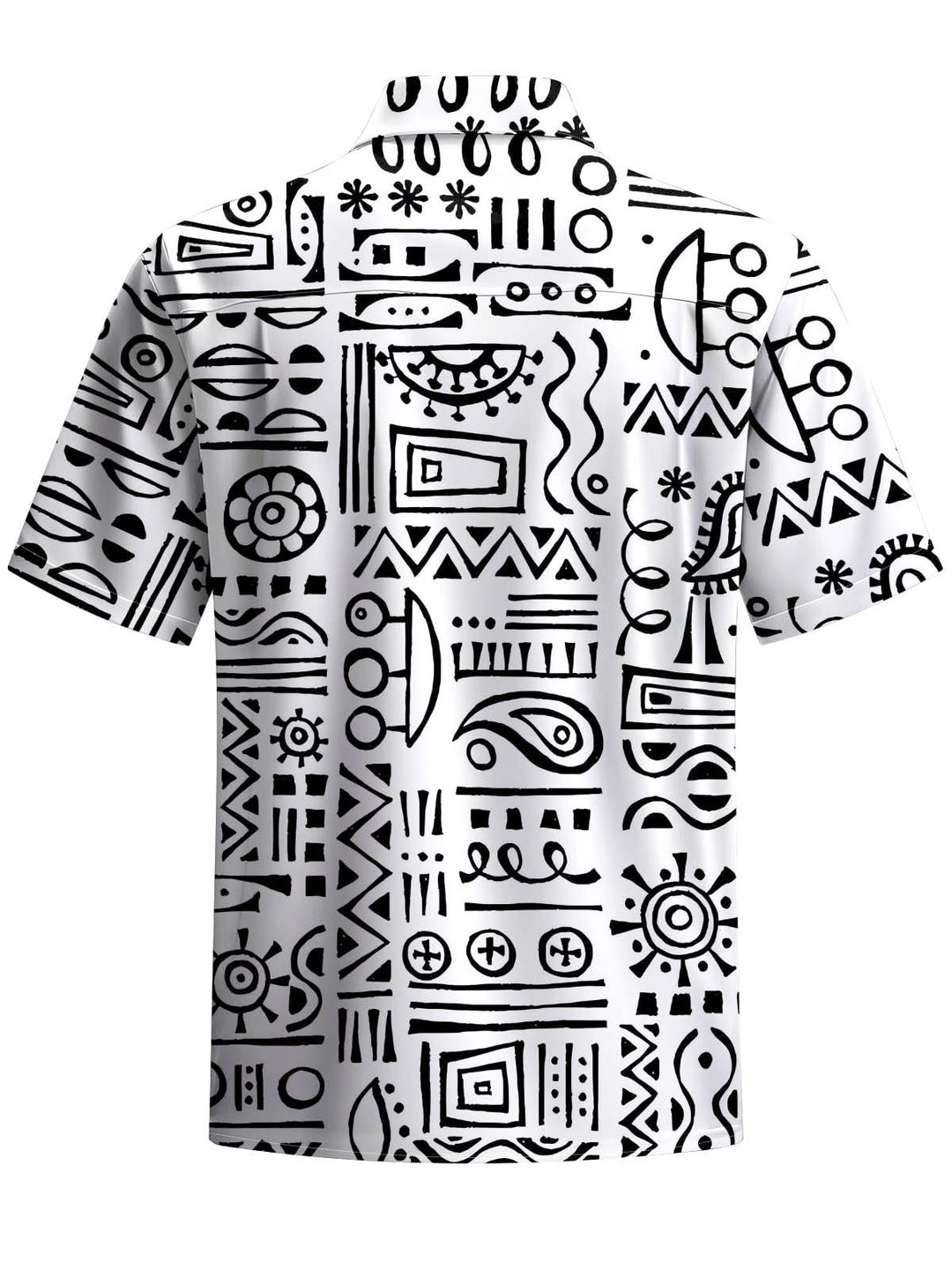 Alohadaddy® Casual Geometric Art Print Chest Pocket Men&