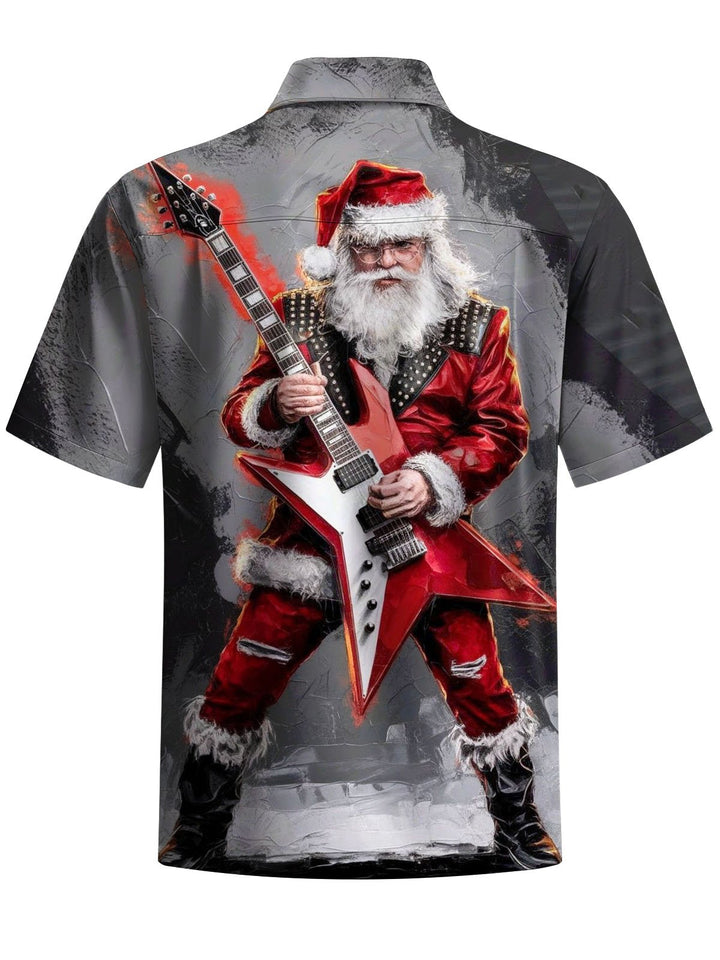 Alohadaddy® Holiday Christmas Santa Guitar Print Pocket Stretch Men&