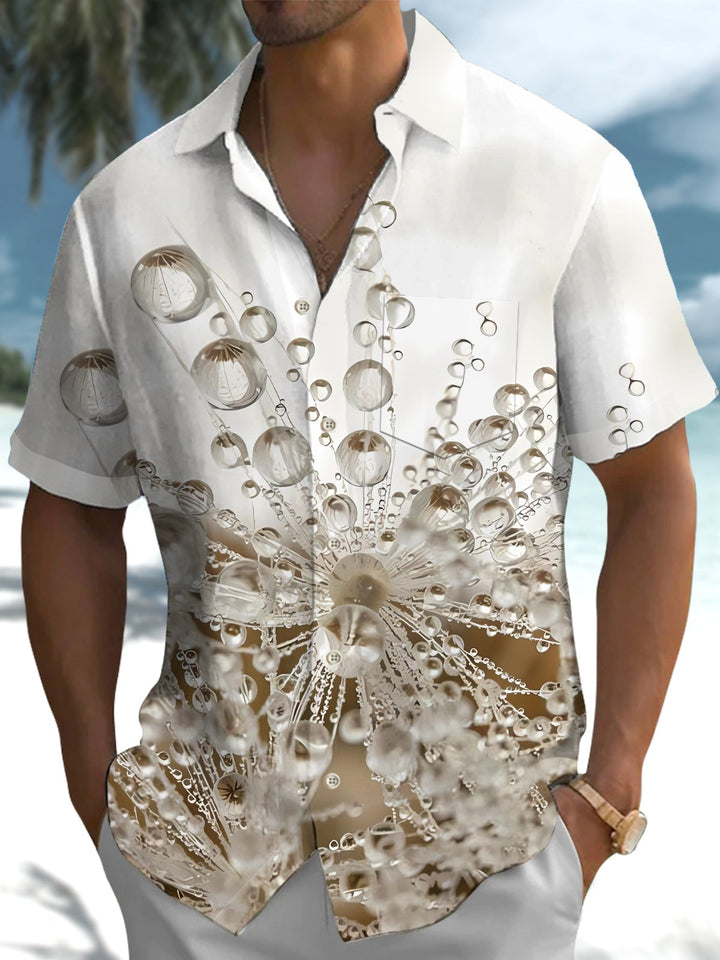 Alohadaddy® Casual Dandelion Water Drop Art Print Pocket Stretch Men&