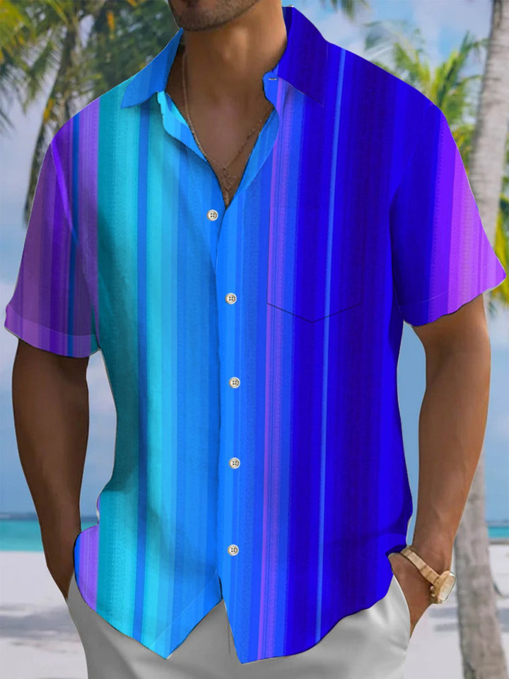 Alohadaddy® Casual Stripe Ombre Print Art Pocket Stretch Men&