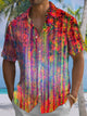 Alohadaddy® Vintage Stripes Abstract Print Pocket Button Stretch Men's Short Sleeve Shirt Big & Tall
