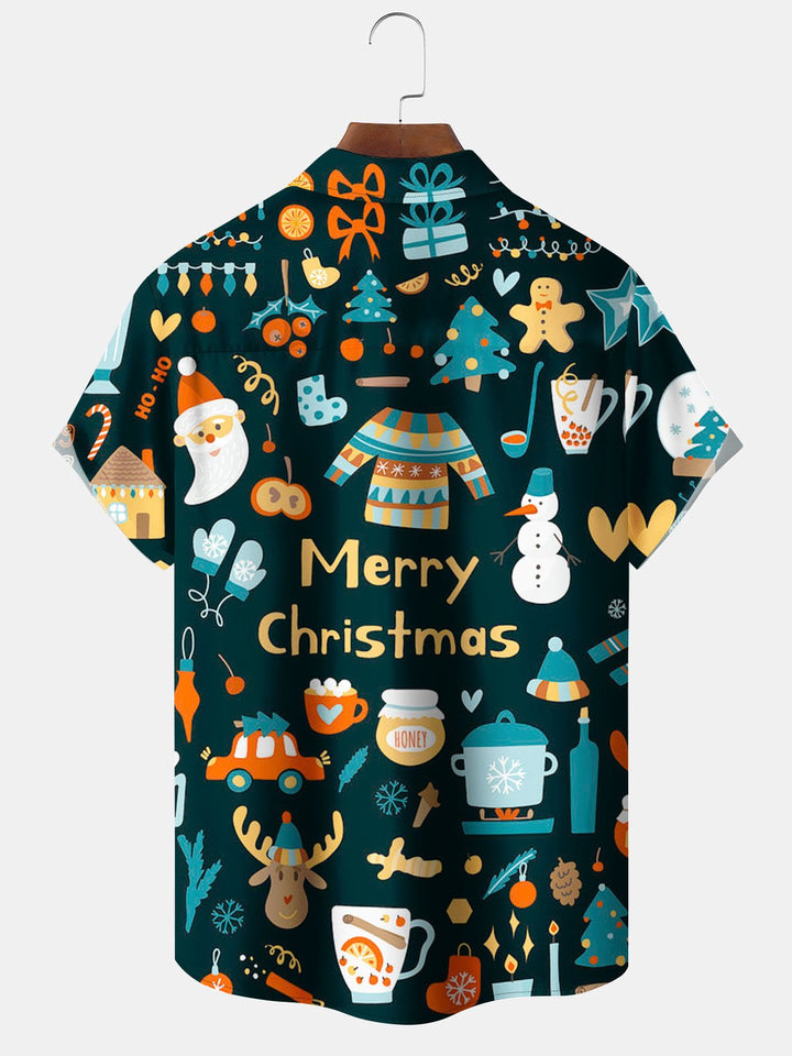 Alohadaddy® Christmas Snowman Printed Pockets Elastic Button Closure Men&