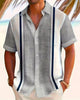 Alohadaddy® Men's Short-Sleeve Shirt  Vintage Striped Vacation Print, Button-Down with Pocket