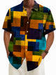 Camisa de manga corta con bolsillos y botones para hombre con estampado geométrico retro Alohadaddy
