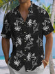 Alohadaddy Casual Collection Vacation Beach Palm Trees Print Art Button Cardigan Pocket Polyester Stretch Short Sleeve Shirt