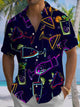 Alohadaddy® Hawaiian Cocktail Print Stretch Oversized Chest Pocket Mens Short Sleeve Shirt