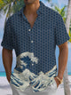 Alohadaddy® Casual Retro Ukiyo-e Print Art Chest Pocket Men's Short Sleeve Shirt Big & Tall