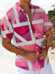 Alohadaddy® Casual Geometric Art Print Chest Pocket Mens Short Sleeve Shirt Big & Tall