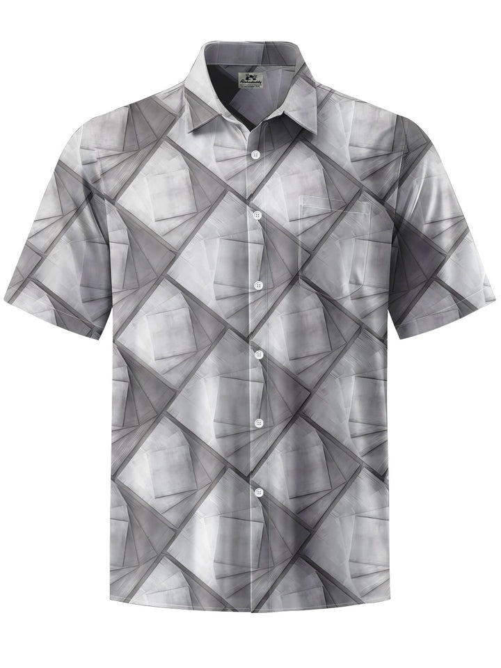 Alohadaddy® Casual Geometric Art Print Chest Pocket Moisture Wicking Men&