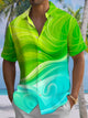 Alohadaddy® Hawaiian Abstract Gradient Art Print Moisture Wicking Men's Short Sleeve Shirt Big & Tall