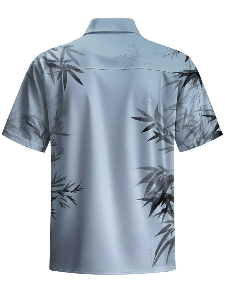 Alohadaddy® Hawaiian Bamboo Leaf Art Print Chest Pocket Mens Short Sleeve Shirt Big &amp; Tall