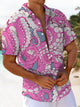 Alohadaddy® Hawaiian Octopus Art Print Chest Pocket Mens Short Sleeve Shirts Big & Tall