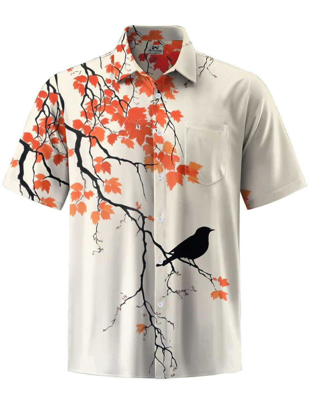 Alohadaddy® Casual Leaf Bird Chest Pocket Mens Short Sleeve Shirt Big &amp; Tall