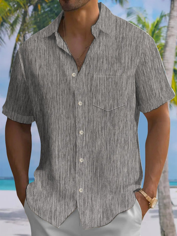 Alohadaddy® Casual Basic Textured Art Print Chest Pocket Men&
