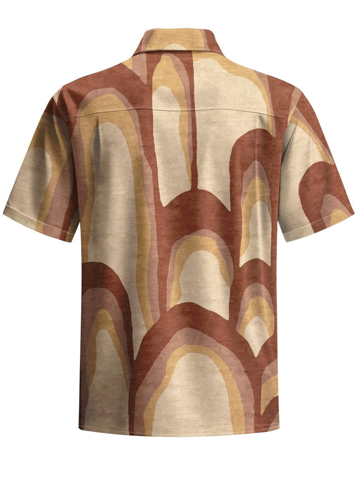 Alohadaddy® Casual Vintage Geometric Print Art Chest Pocket Men&