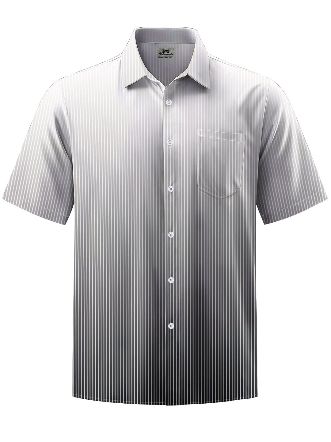 Alohadaddy® Casual Striped Ombre Print Moisture Wicking Chest Pocket Men&