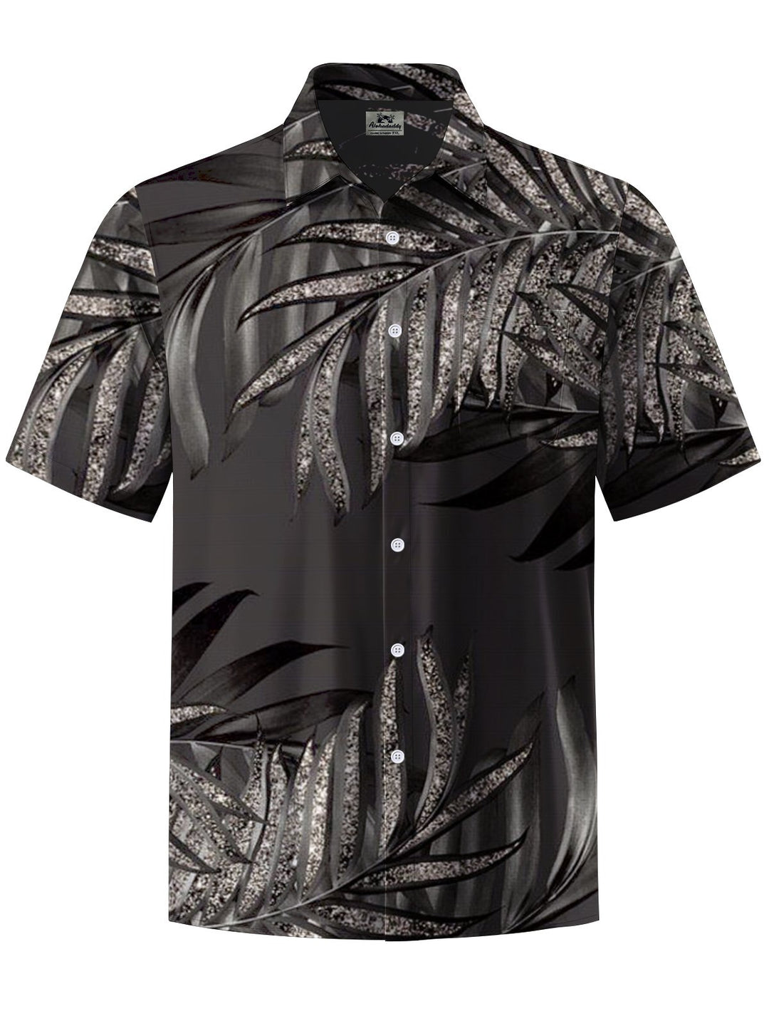 Alohadaddy® Casual Palm Leaf Art Print Chest Pocket Men&