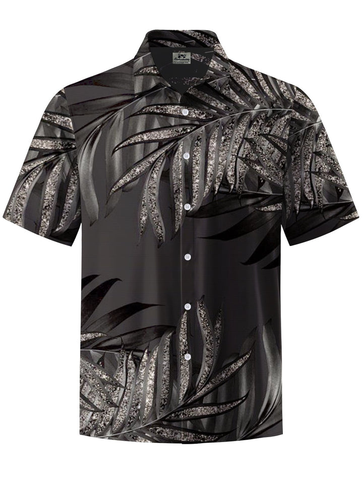 Alohadaddy® Casual Palm Leaf Art Print Chest Pocket Men&