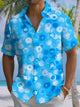 Alohadaddy® Casual Geometric Art Print Chest Pocket Stretch Men's Short Sleeve Shirt Big & Tall