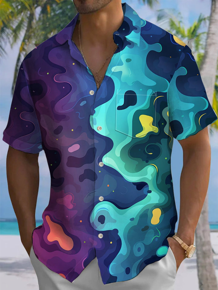 Alohadaddy® Casual Abstract Bubble Art Print Pocket Stretch Men&