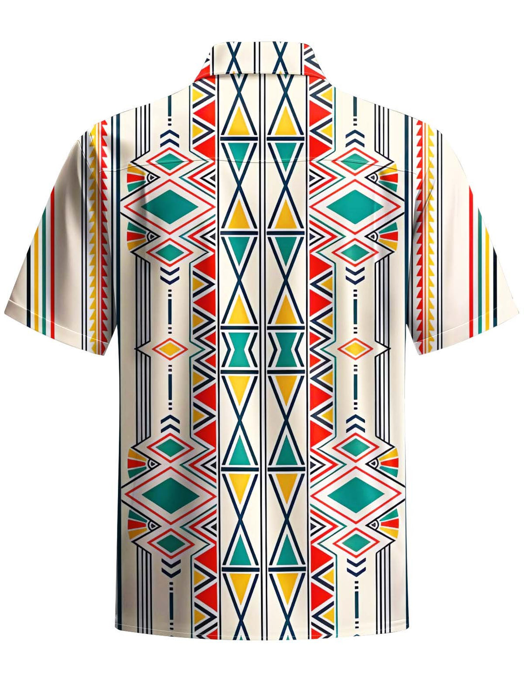 Alohadaddy® Casual Ethnic Geometric Art Print Chest Pocket Stretch Men&
