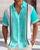 Alohadaddy® Men's Short-Sleeve Shirt  Vintage Striped Vacation Print, Button-Down with Pocket