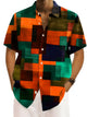 Camisa de manga corta con bolsillos y botones para hombre con estampado geométrico retro Alohadaddy
