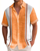 Alohadaddy® Men's Short-Sleeve Shirt  Vintage Striped Vacation Print, Button-Down with Pocket