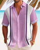 Alohadaddy® Men's Short-Sleeve Shirt  Vintage Striped Vacation Print, Button-Down with Pocket
