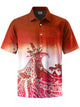 Alohadaddy® Vintage Ukiyo-e Gradient Print Chest Pocket Stretch Men's Short Sleeve Shirt Big & Tall