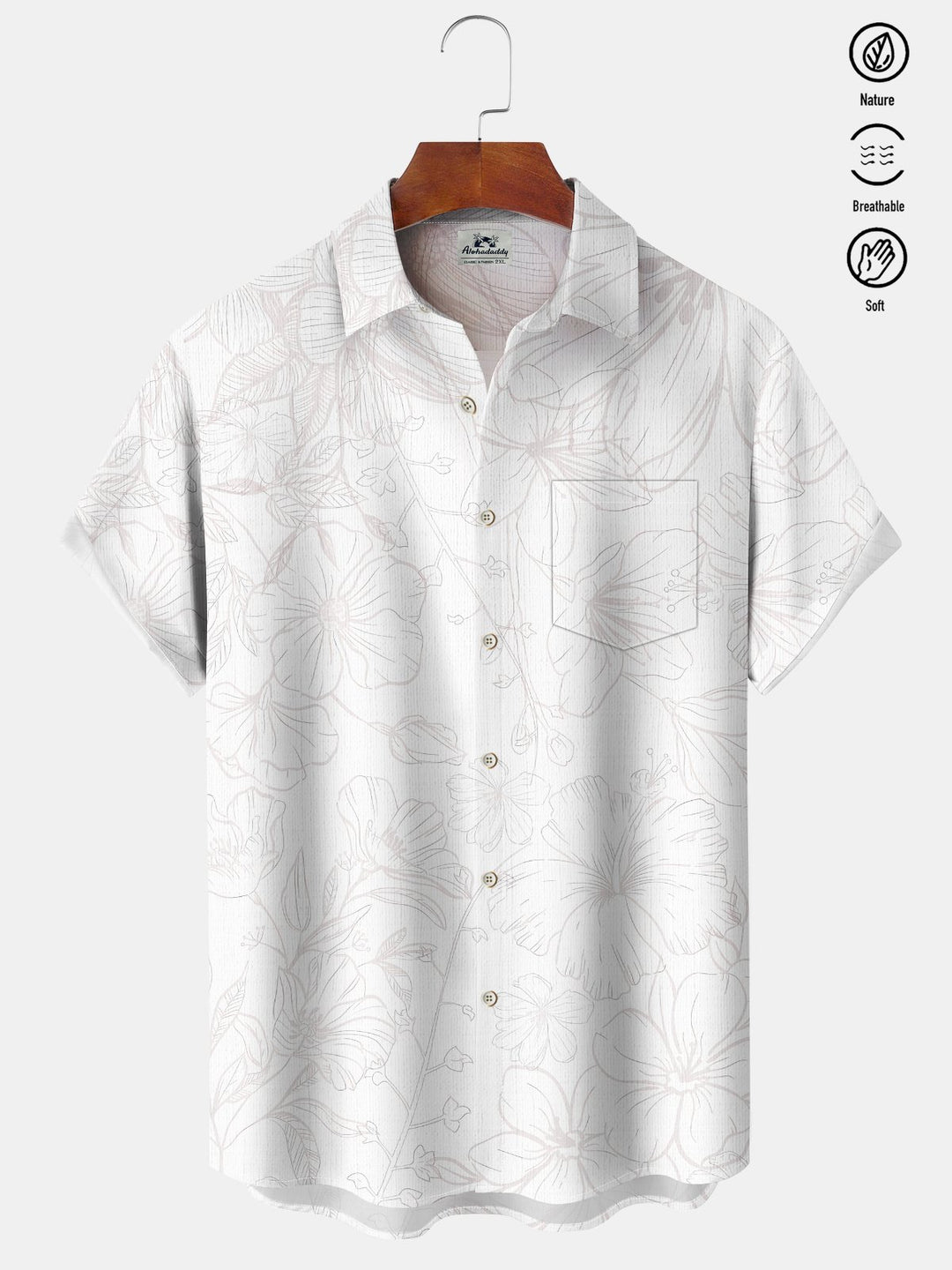 Alohadaddy® Casual Floral Print Art Pockets Large Size Stretch Men&