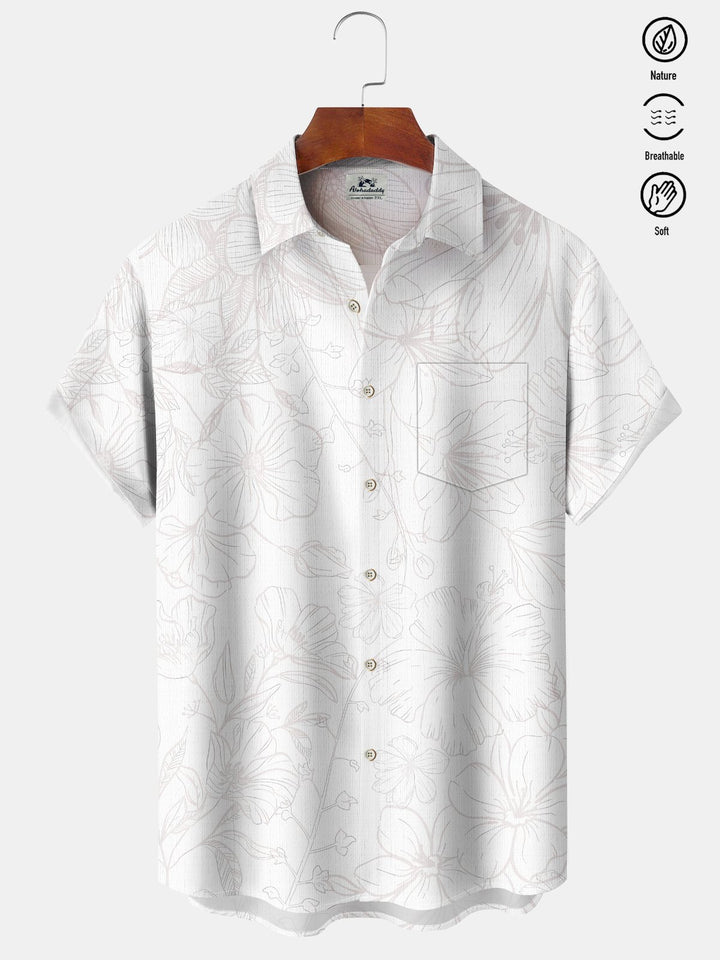 Alohadaddy® Casual Floral Print Art Pockets Large Size Stretch Men&