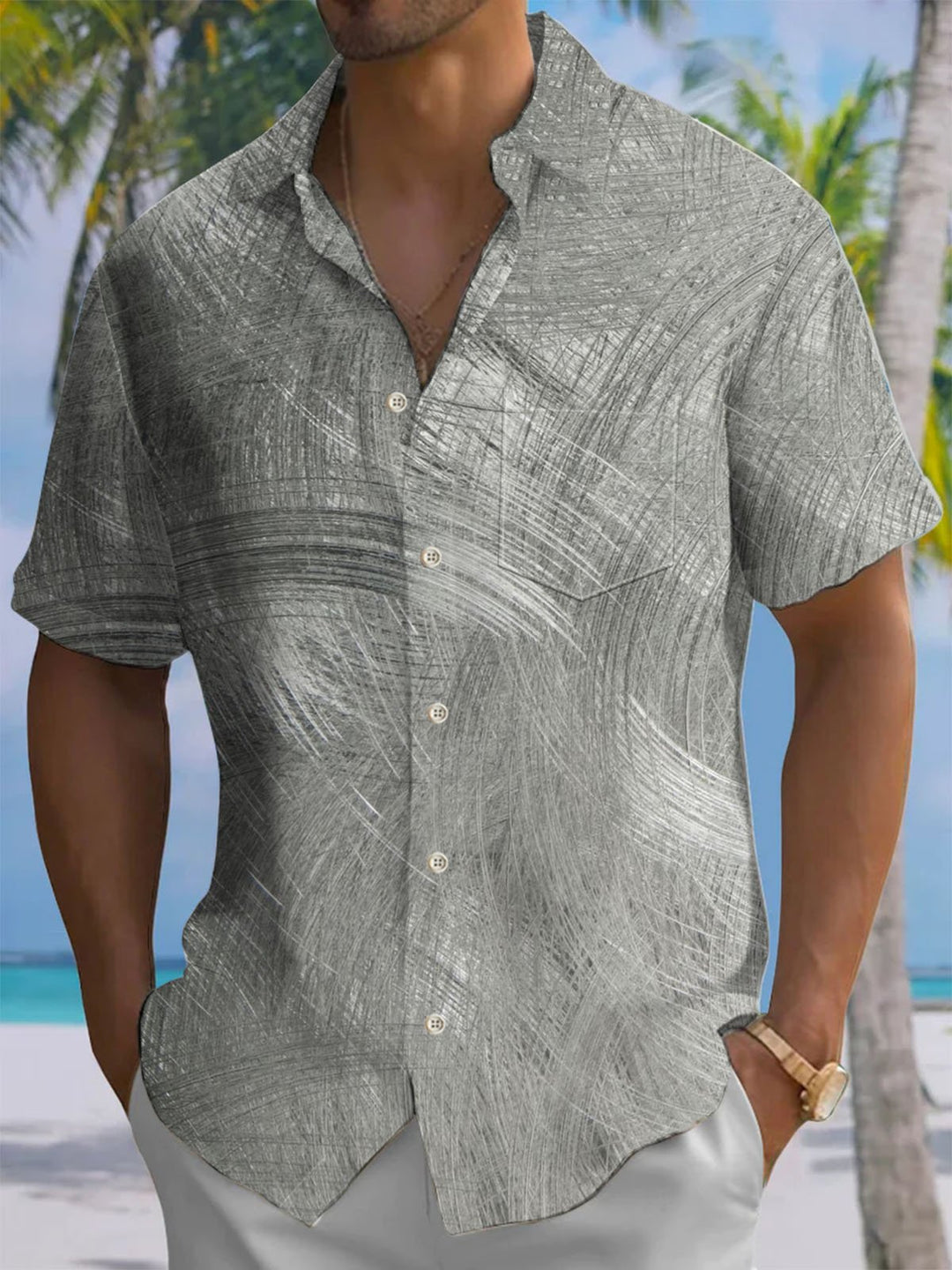 Alohadaddy® Casual Abstract Texture Print Moisture Wicking Men&