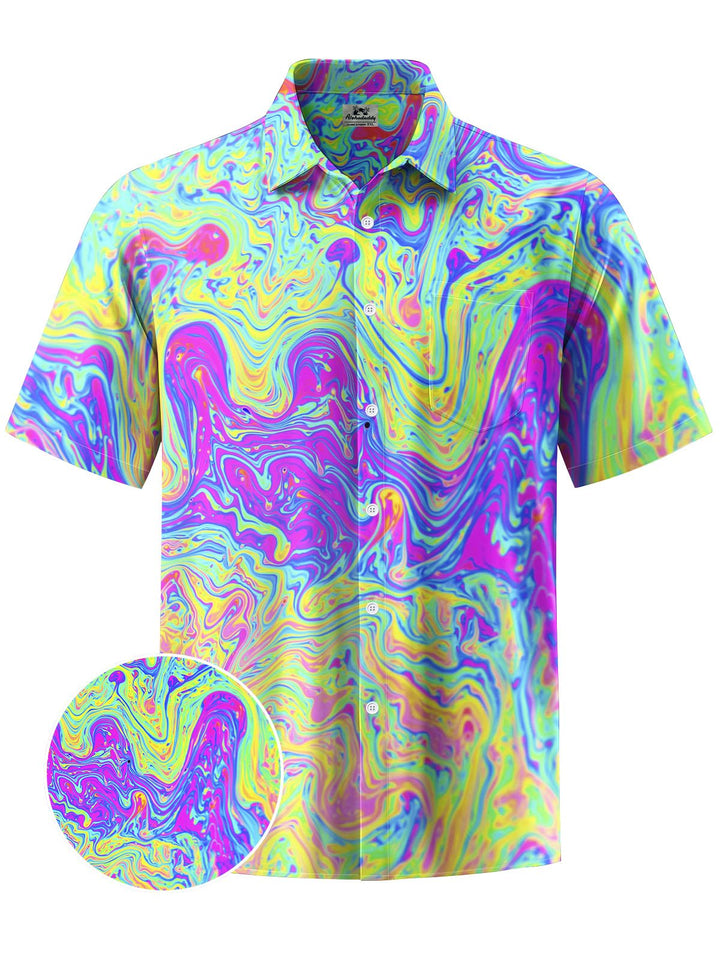 Alohadaddy® Hawaii Abstract Texture Print Chest Pocket Mens Short Sleeve Shirts Big &amp; Tall