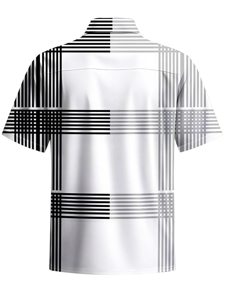 Alohadaddy® Casual Stripe Art Print Chest Pocket Men&