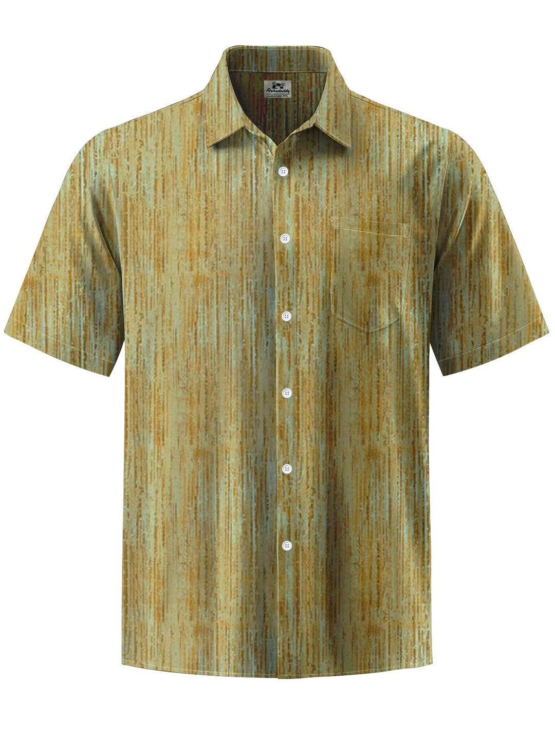 Alohadaddy® Vintage Stripes Art Print Chest Pocket Moisture Wicking Men&